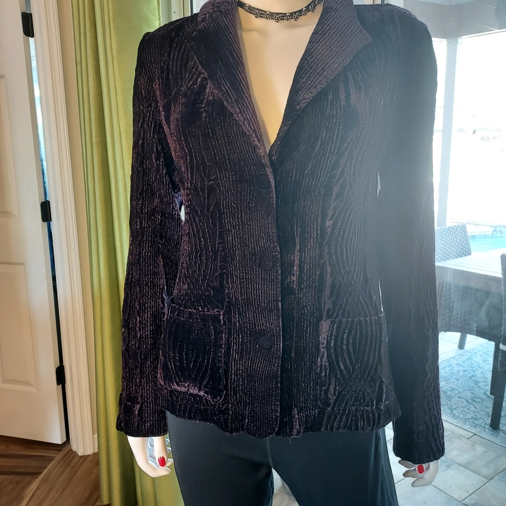 Harve Benard Women's Velour Patterned Knit Blazer - Rich Plum